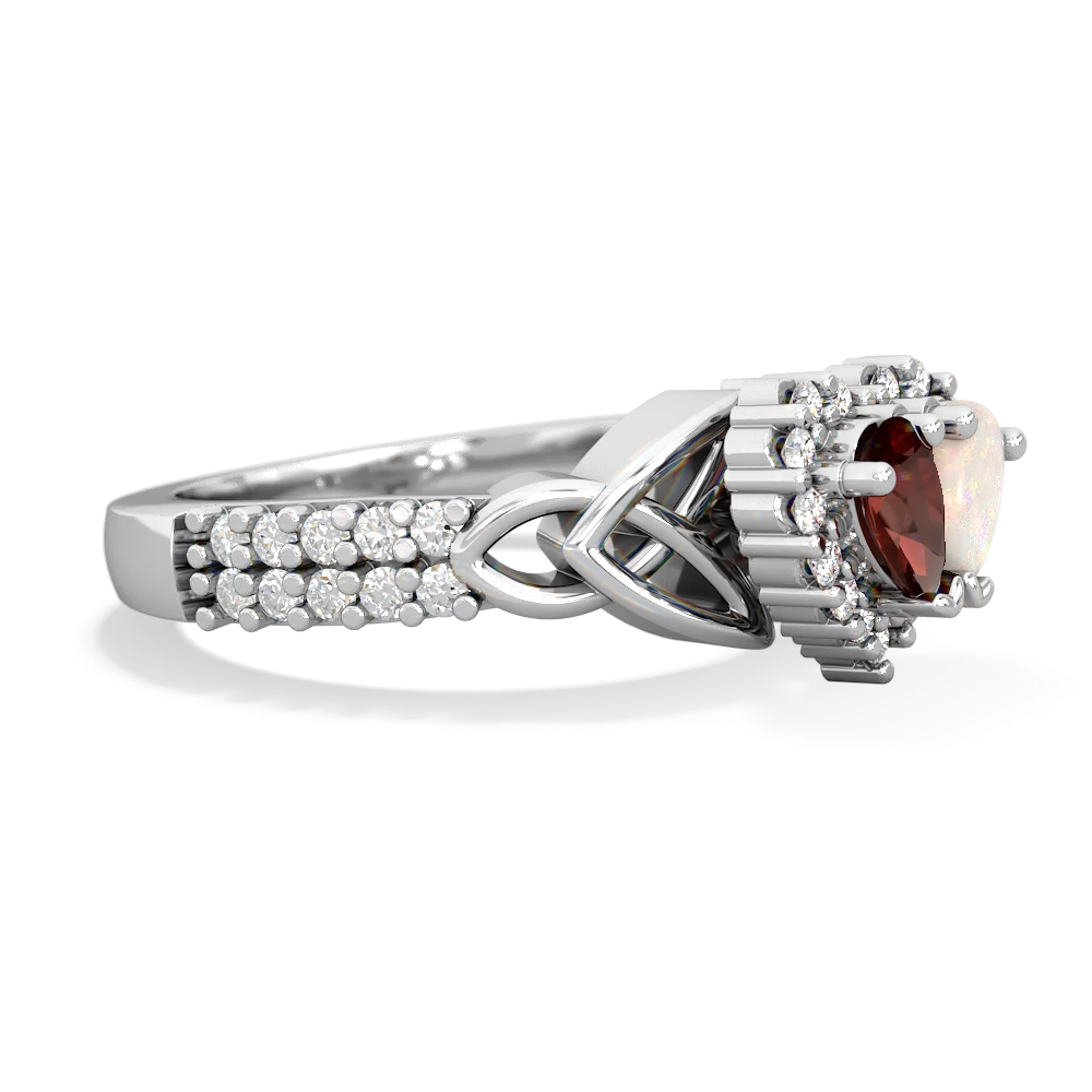 Garnet Celtic Knot Two Hearts As One 14K White Gold ring R2644HRT