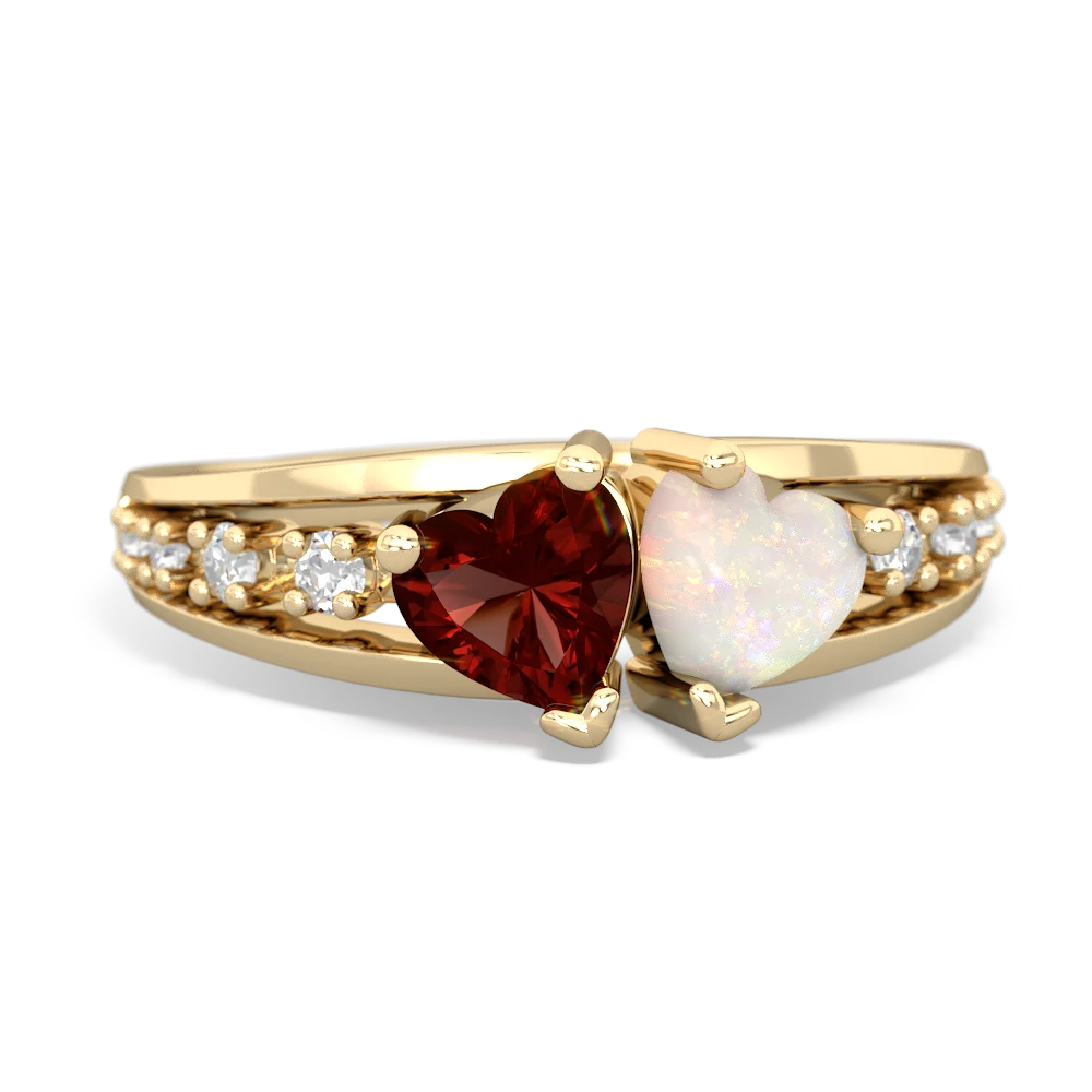 Garnet Heart To Heart 14K Yellow Gold ring R3342