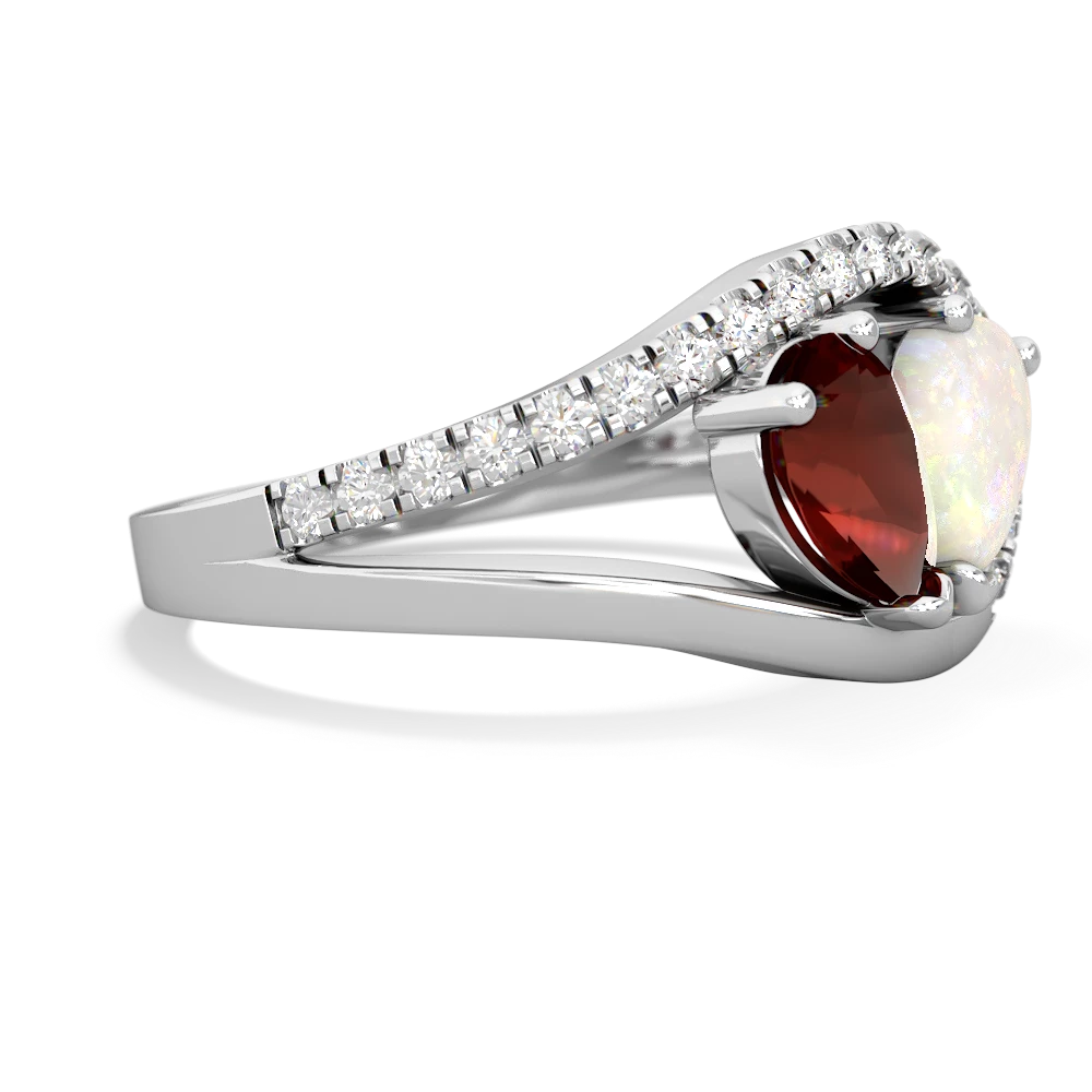 Garnet Nestled Heart Keepsake 14K White Gold ring R5650