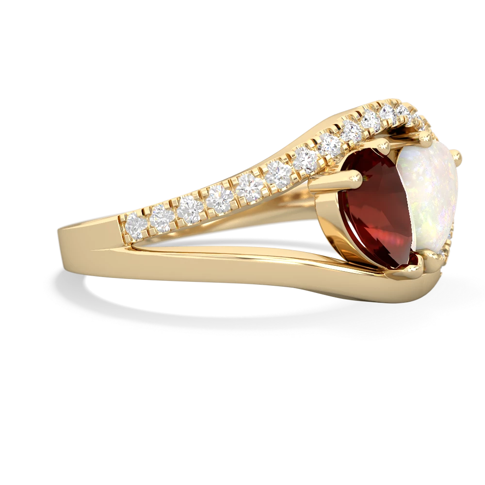 Garnet Nestled Heart Keepsake 14K Yellow Gold ring R5650