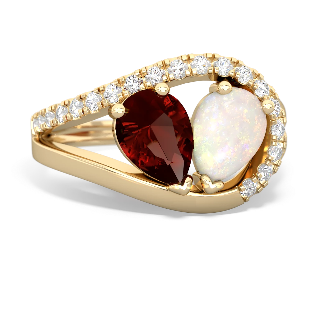 Garnet Nestled Heart Keepsake 14K Yellow Gold ring R5650