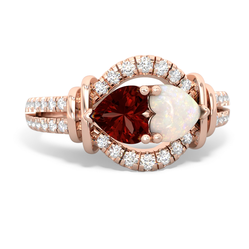 Garnet Art-Deco Keepsake 14K Rose Gold ring R5630