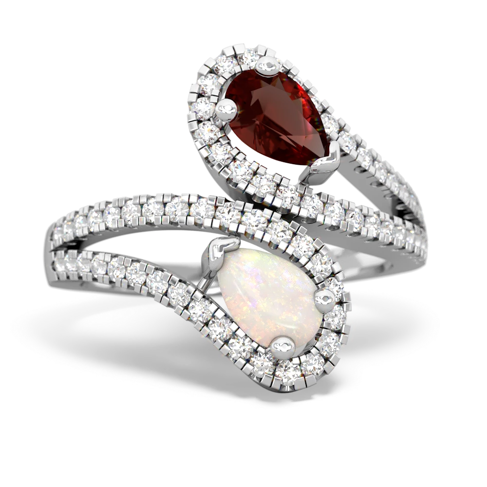 Garnet Diamond Dazzler 14K White Gold ring R3000