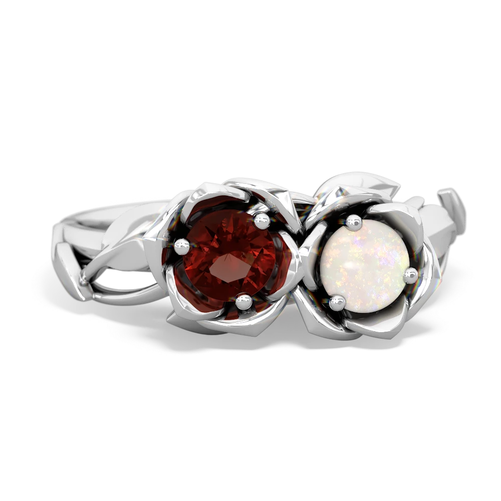 Garnet Rose Garden 14K White Gold ring R5510