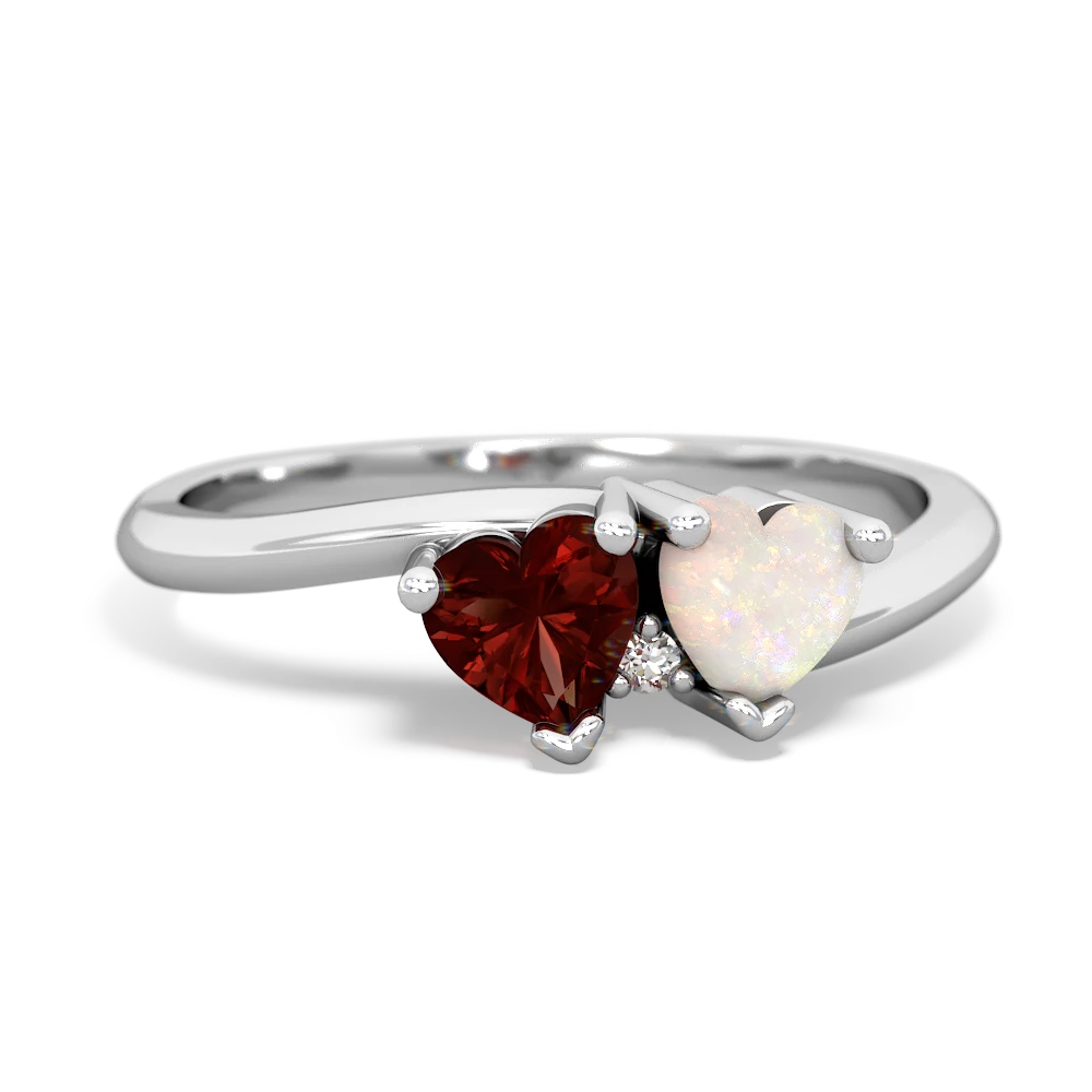 Garnet Sweethearts 14K White Gold ring R5260