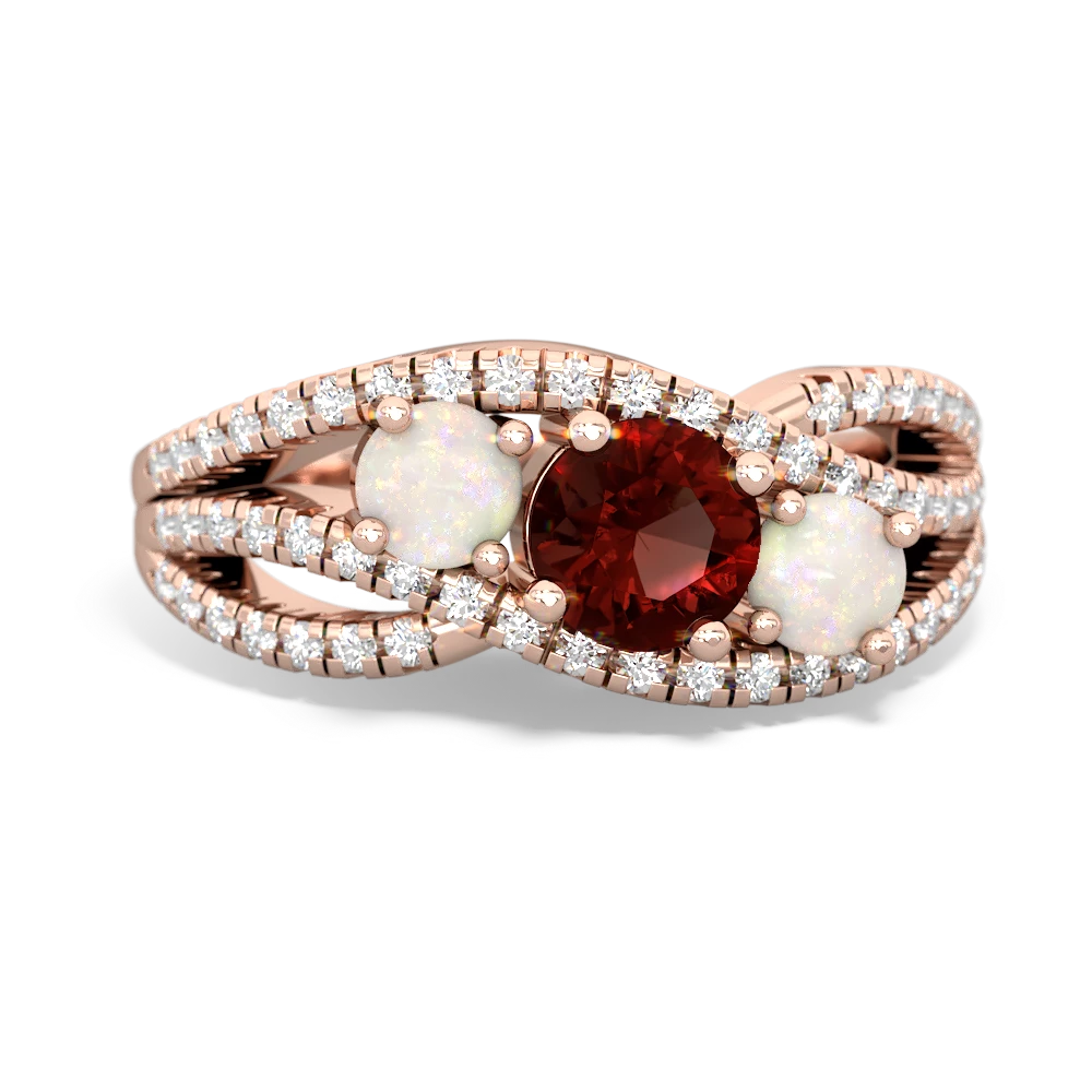 Garnet Three Stone Aurora 14K Rose Gold ring R3080