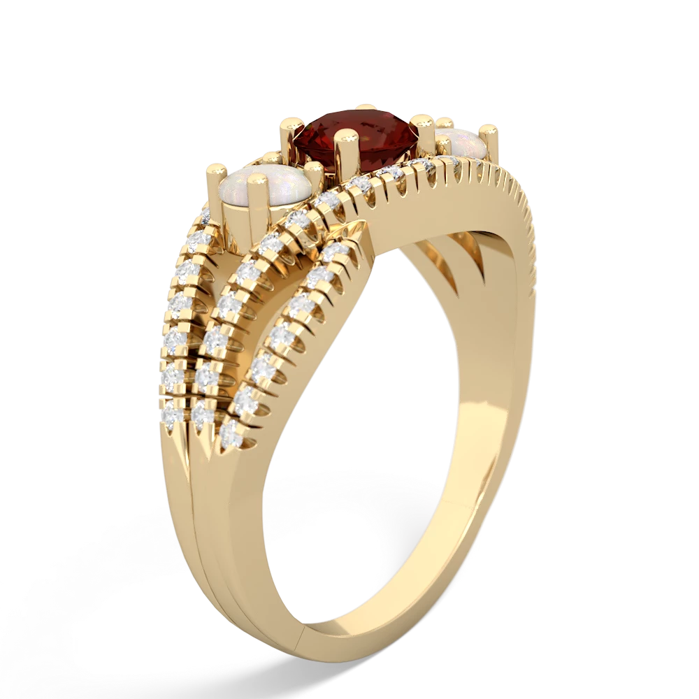 Garnet Three Stone Aurora 14K Yellow Gold ring R3080