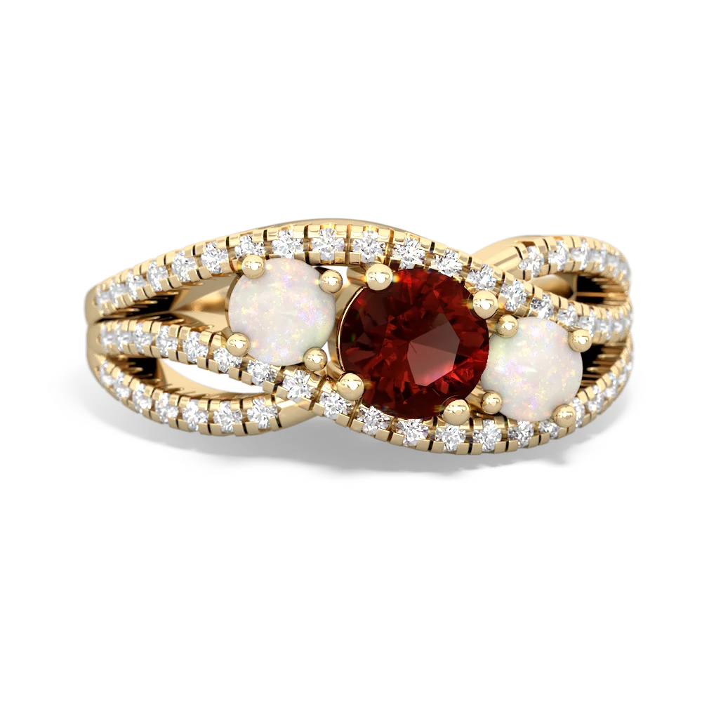 Garnet Three Stone Aurora 14K Yellow Gold ring R3080