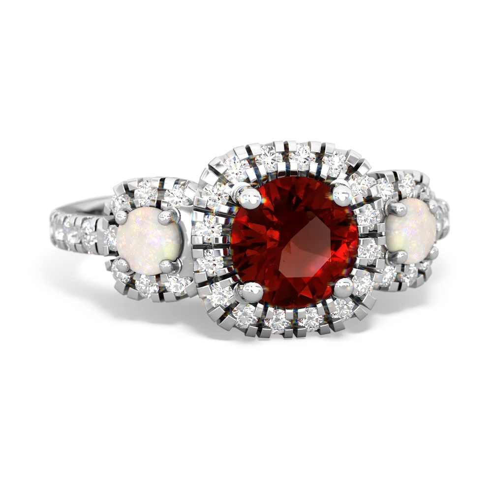 Garnet Regal Halo 14K White Gold ring R5350