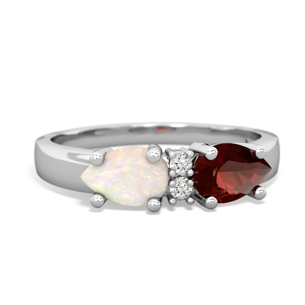 Garnet Pear Bowtie 14K White Gold ring R0865