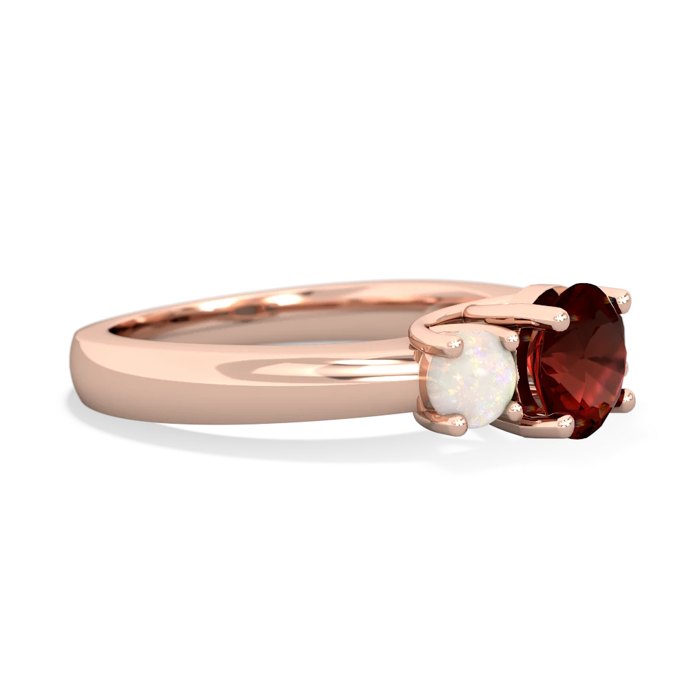 Garnet Three Stone Round Trellis 14K Rose Gold ring R4018
