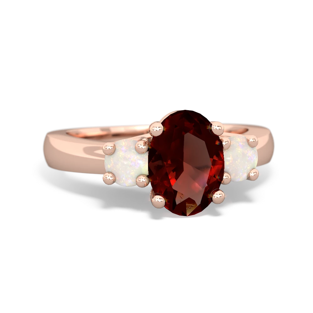 Garnet Three Stone Oval Trellis 14K Rose Gold ring R4024