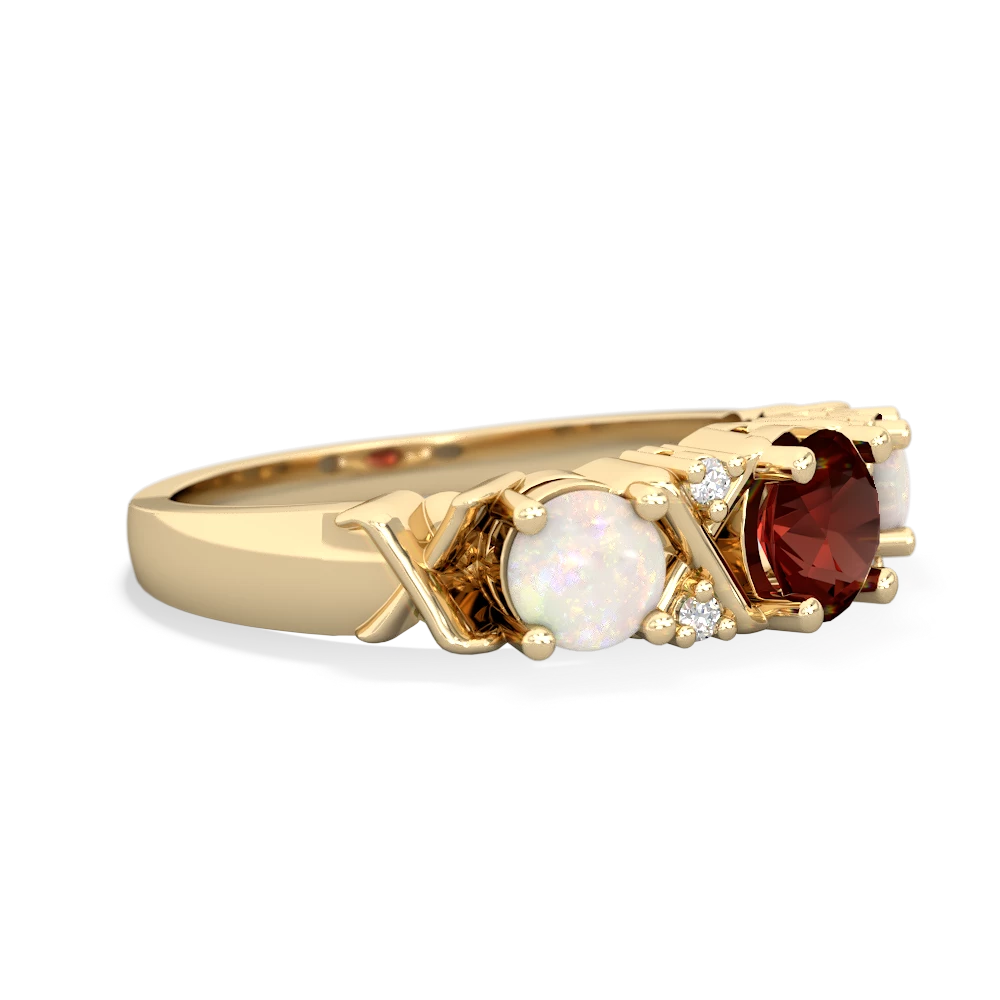 Garnet Hugs And Kisses 14K Yellow Gold ring R5016