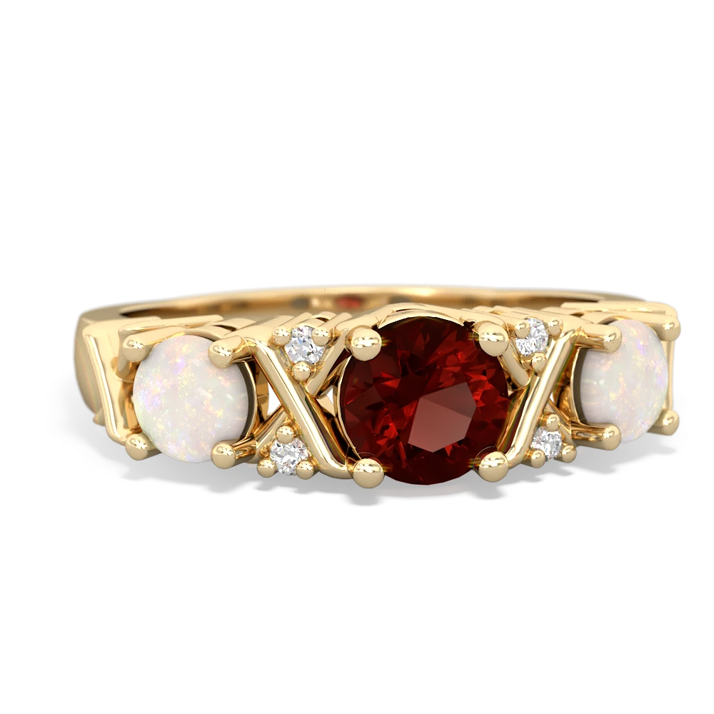 Garnet Hugs And Kisses 14K Yellow Gold ring R5016