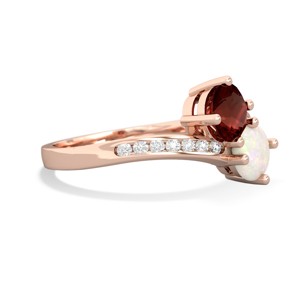 Garnet Channel Set Two Stone 14K Rose Gold ring R5303