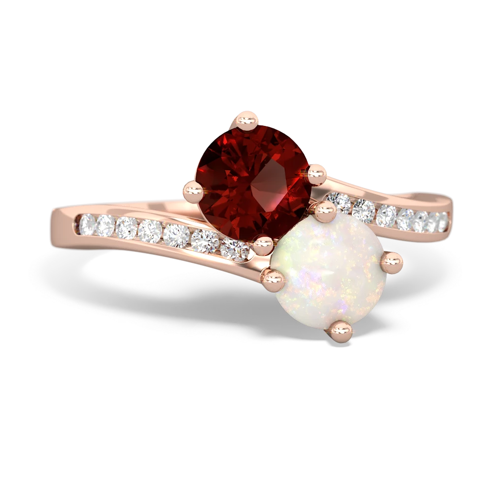 Garnet Channel Set Two Stone 14K Rose Gold ring R5303