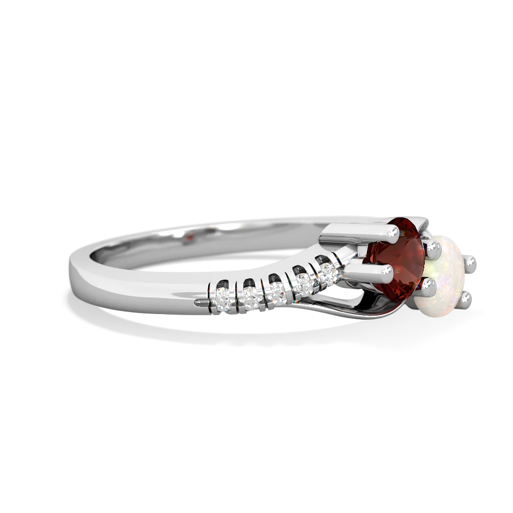 Garnet Infinity Pave Two Stone 14K White Gold ring R5285