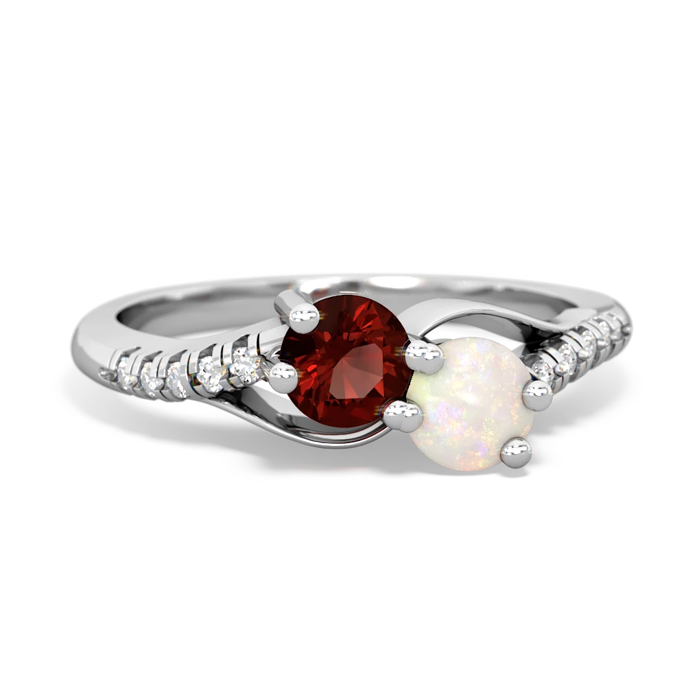 Garnet Infinity Pave Two Stone 14K White Gold ring R5285