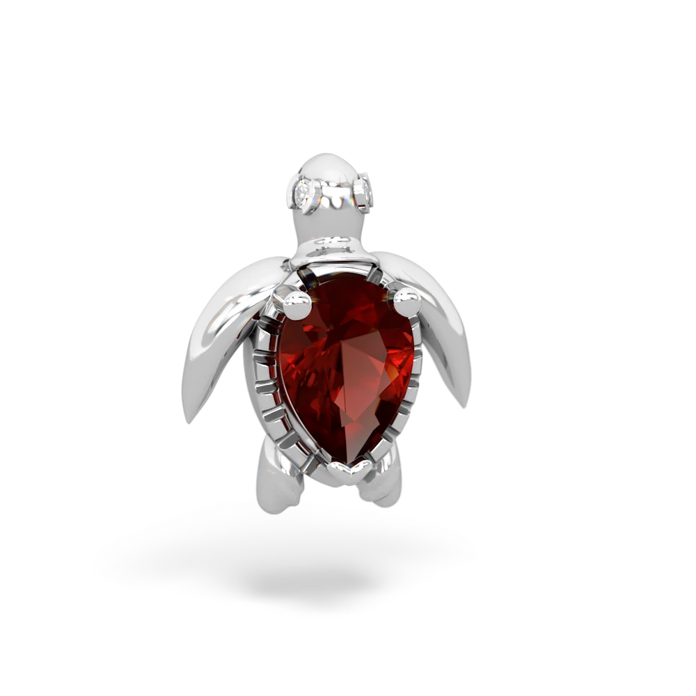 Garnet Baby Sea Turtle 14K White Gold pendant P5241