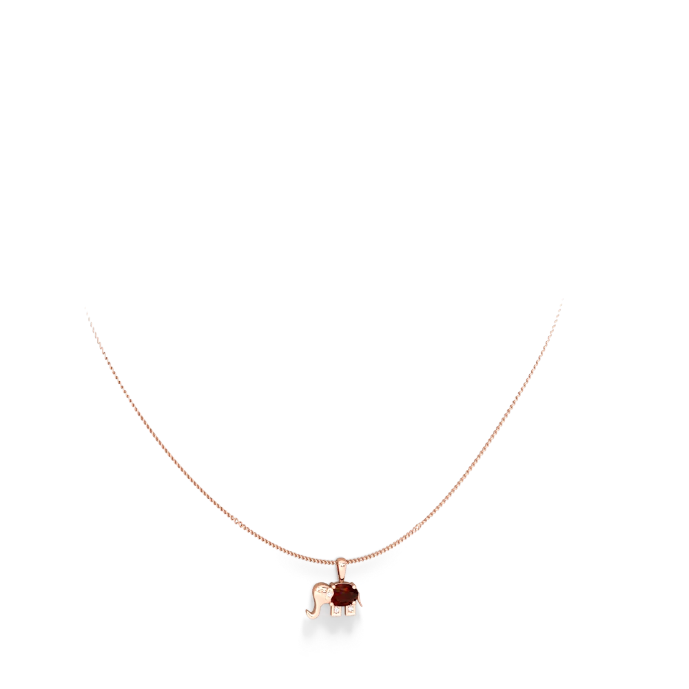 Garnet Elephant 14K Rose Gold pendant P2555