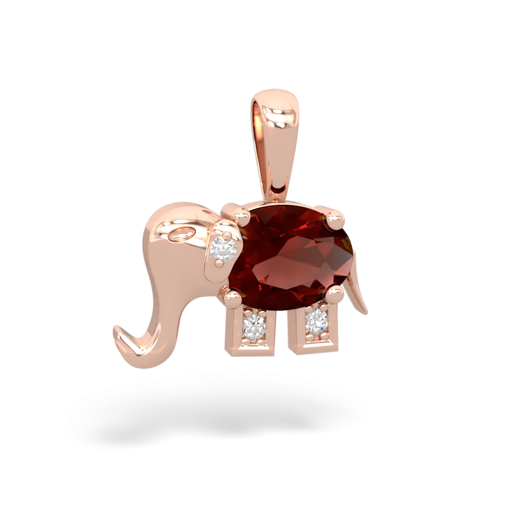 Garnet Elephant 14K Rose Gold pendant P2555