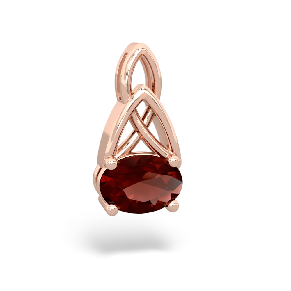 Garnet Celtic Trinity Knot 14K Rose Gold pendant P2389