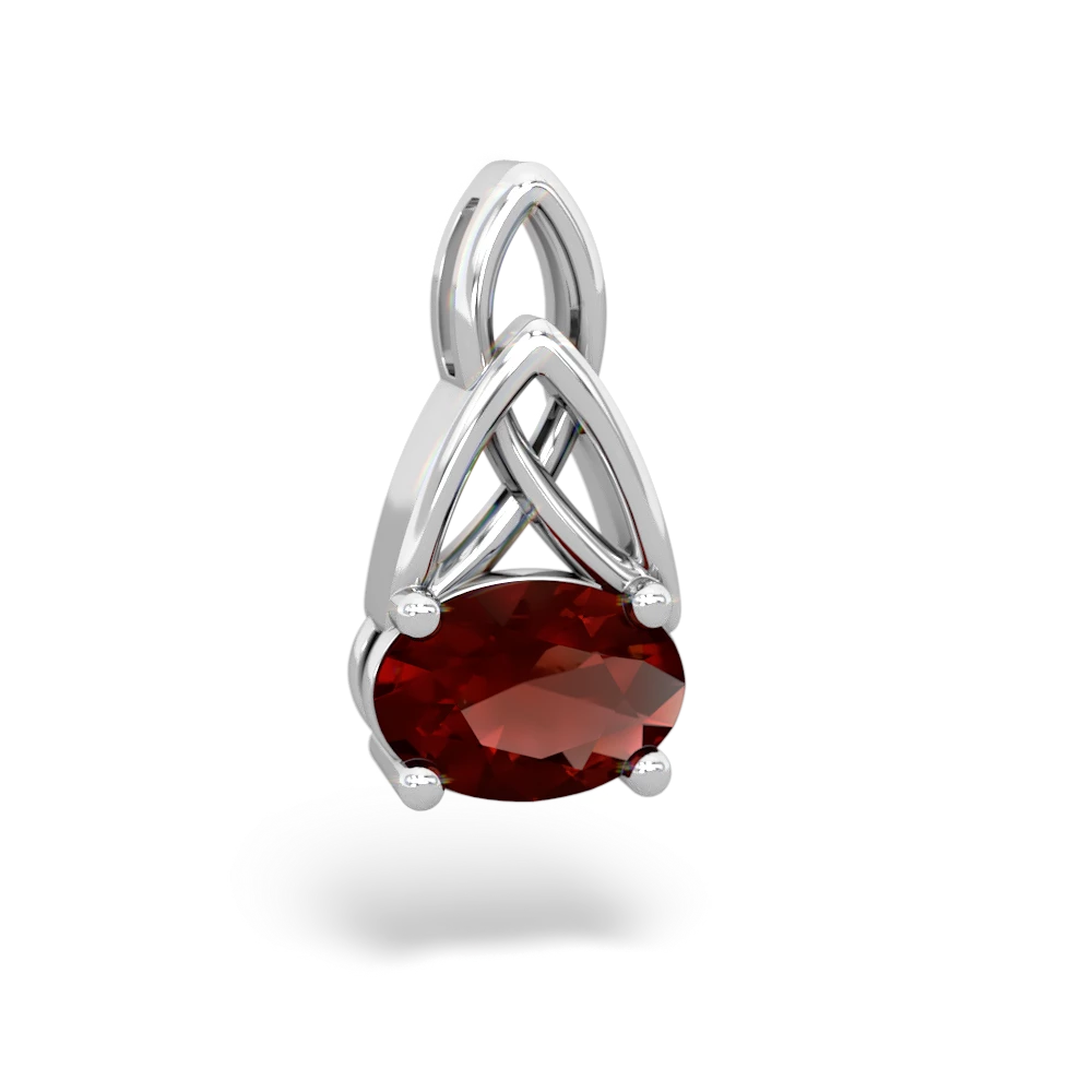 Garnet Celtic Trinity Knot 14K White Gold pendant P2389