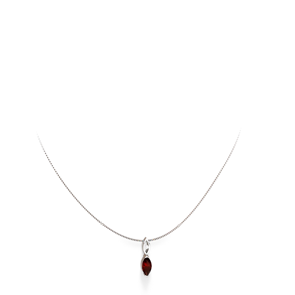 Garnet Marquise Drop 14K White Gold pendant P5333