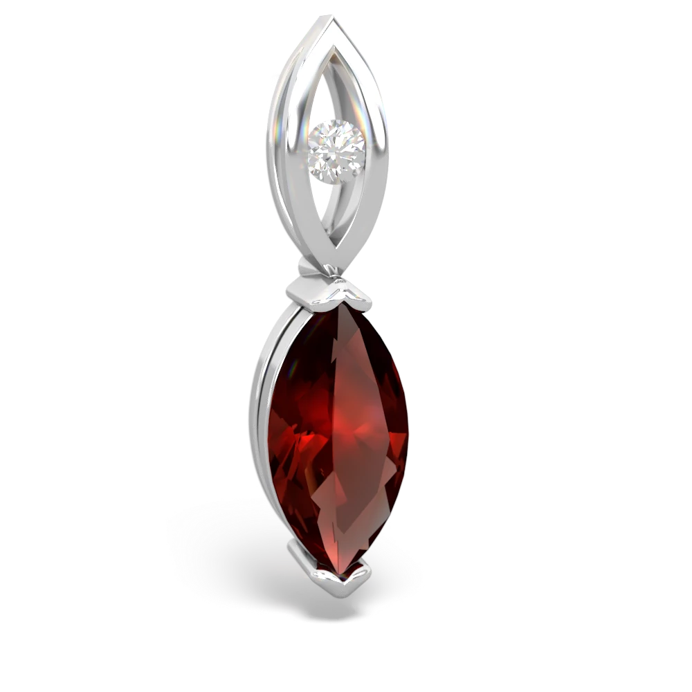 Garnet Marquise Drop 14K White Gold pendant P5333