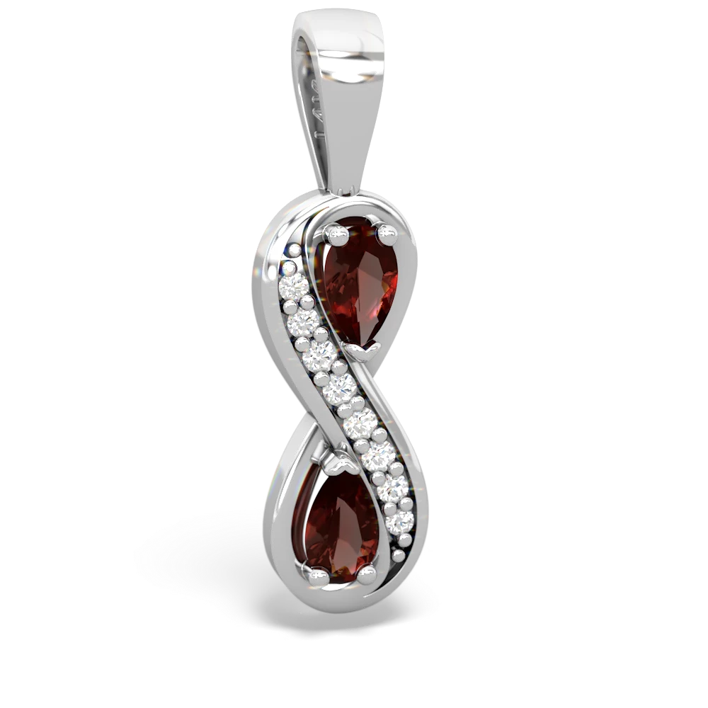 Garnet Diamond Infinity 14K White Gold pendant P5390