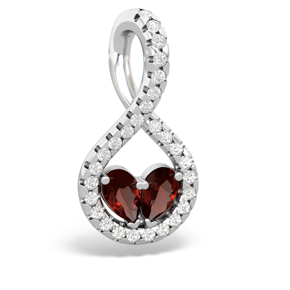 Garnet Pave Twist 'One Heart' 14K White Gold pendant P5360