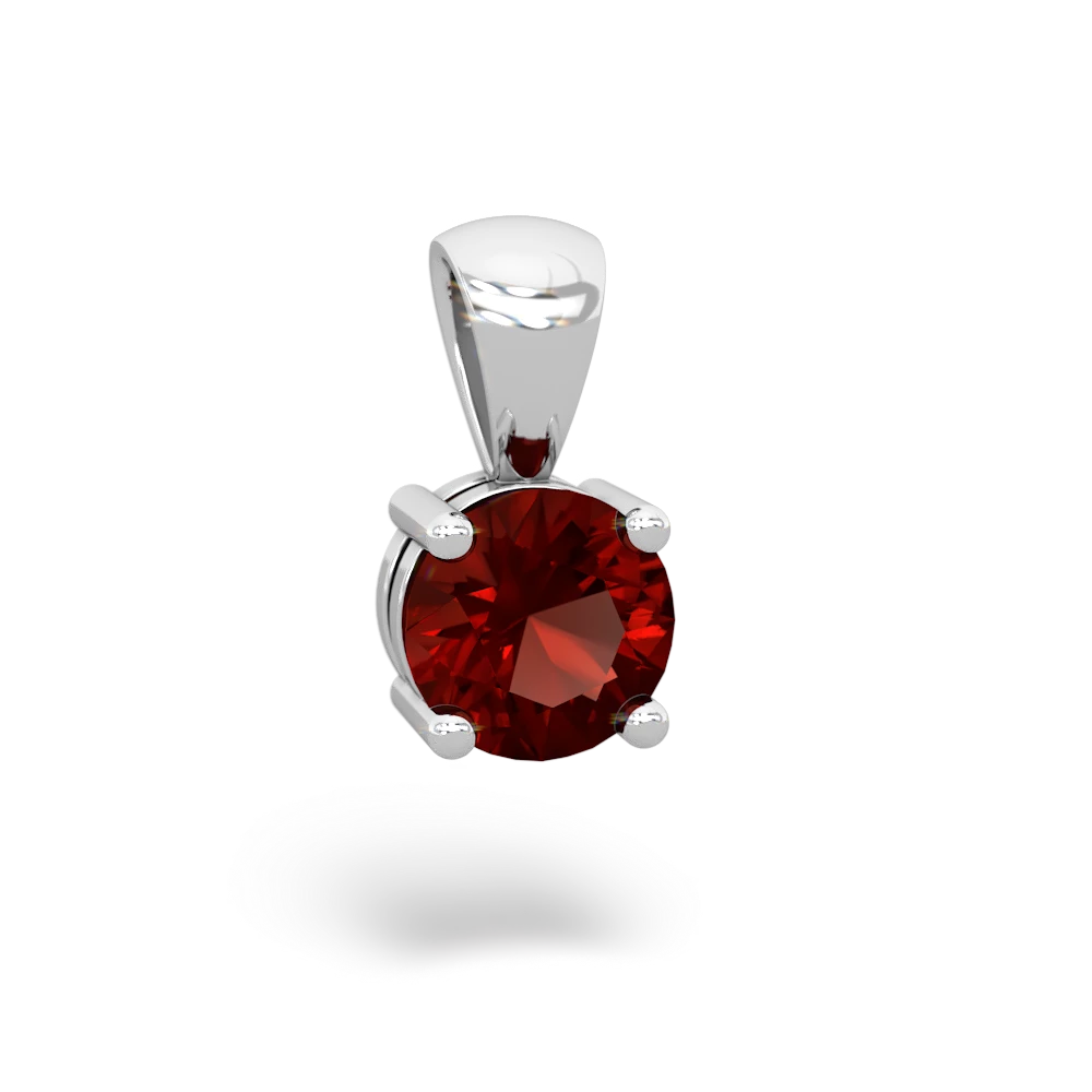 Garnet 6Mm Round Solitaire 14K White Gold pendant P1786