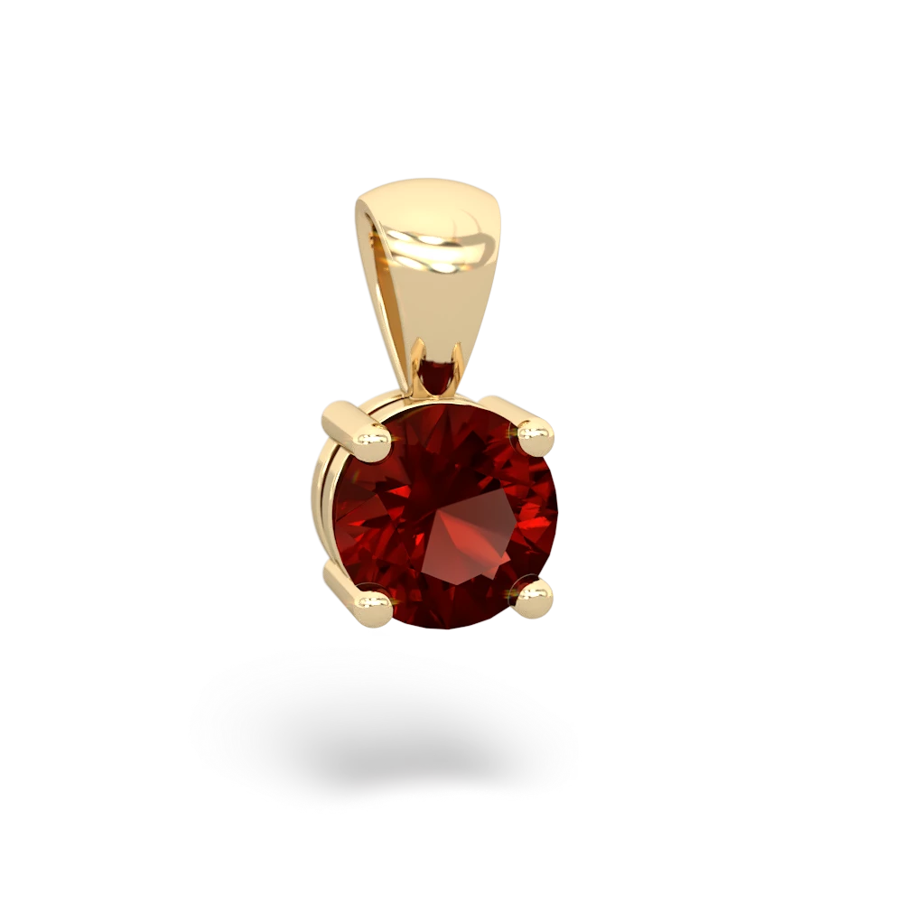 Garnet 6Mm Round Solitaire 14K Yellow Gold pendant P1786