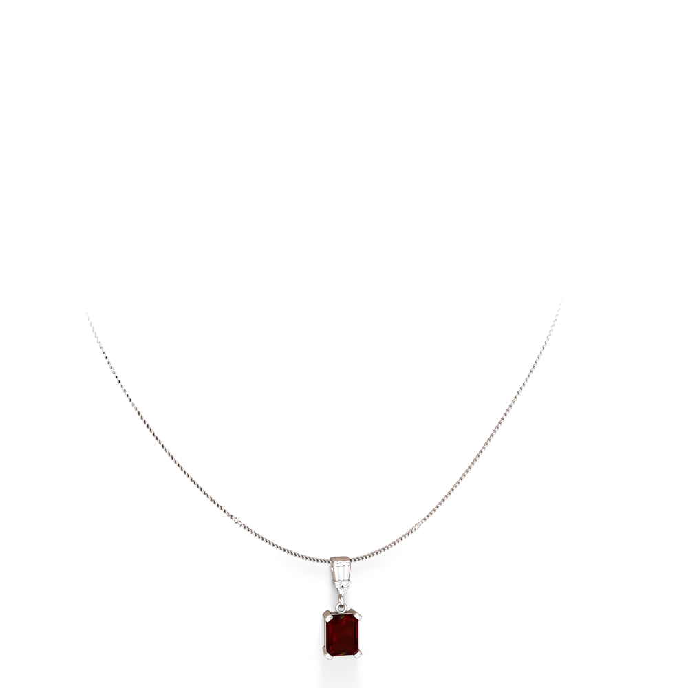 Garnet Art Deco Dangle 14K White Gold pendant P1937