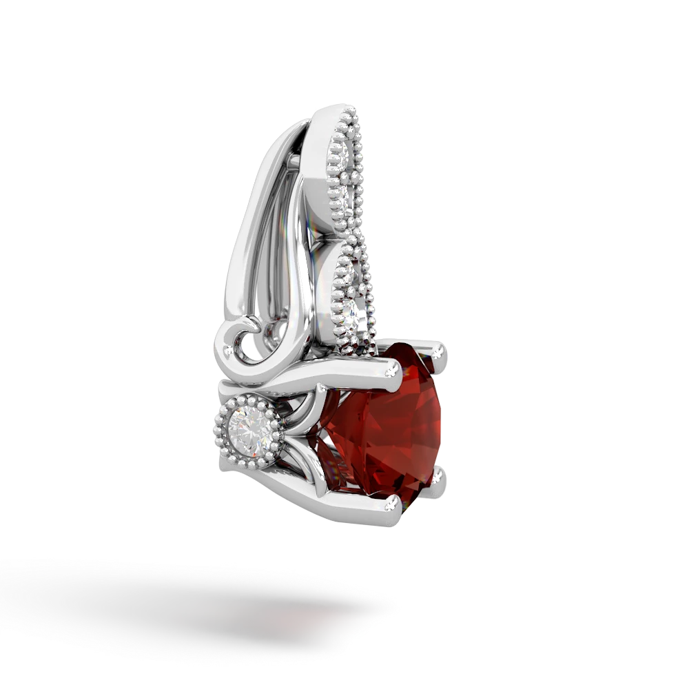 Garnet Antique Elegance 14K White Gold pendant P3100