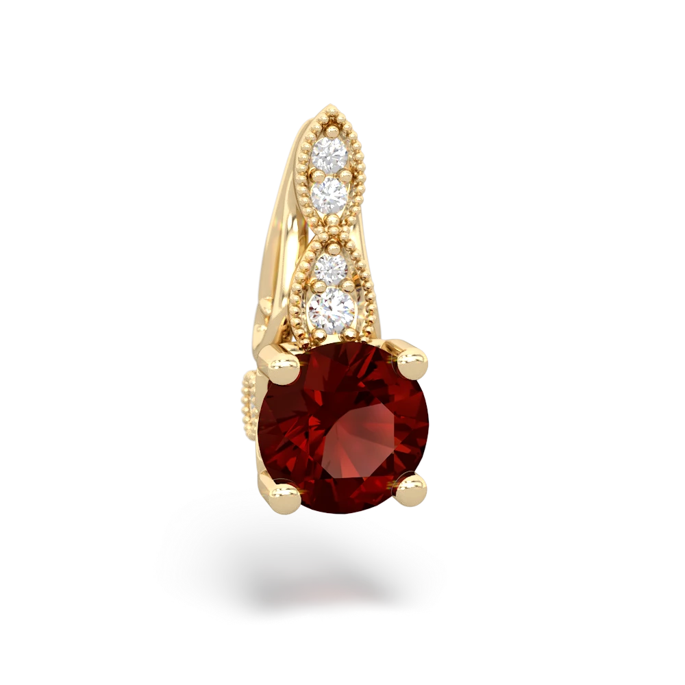 Garnet Antique Elegance 14K Yellow Gold pendant P3100