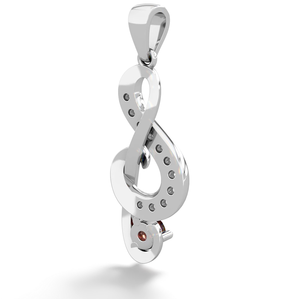 Garnet G-Clef Music 14K White Gold pendant P5830