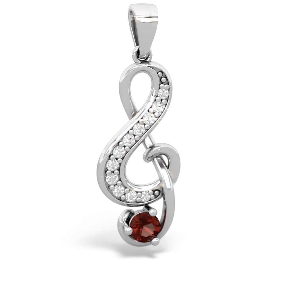 Garnet G-Clef Music 14K White Gold pendant P5830