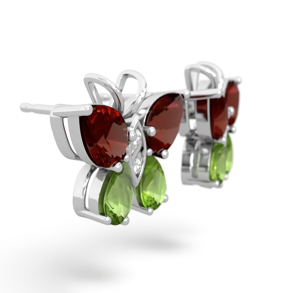 Garnet Butterfly 14K White Gold earrings E2215