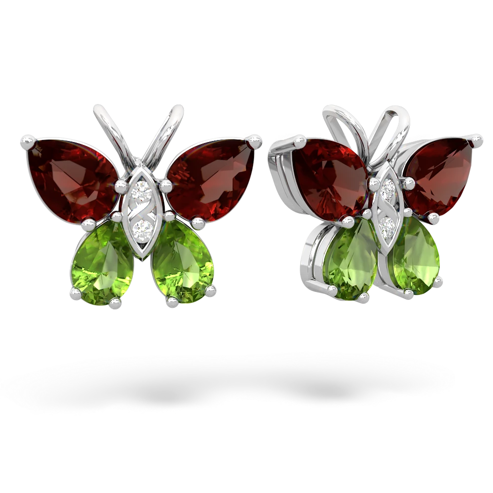 Garnet Butterfly 14K White Gold earrings E2215