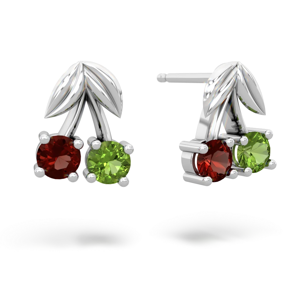 Garnet Sweet Cherries 14K White Gold earrings E7001