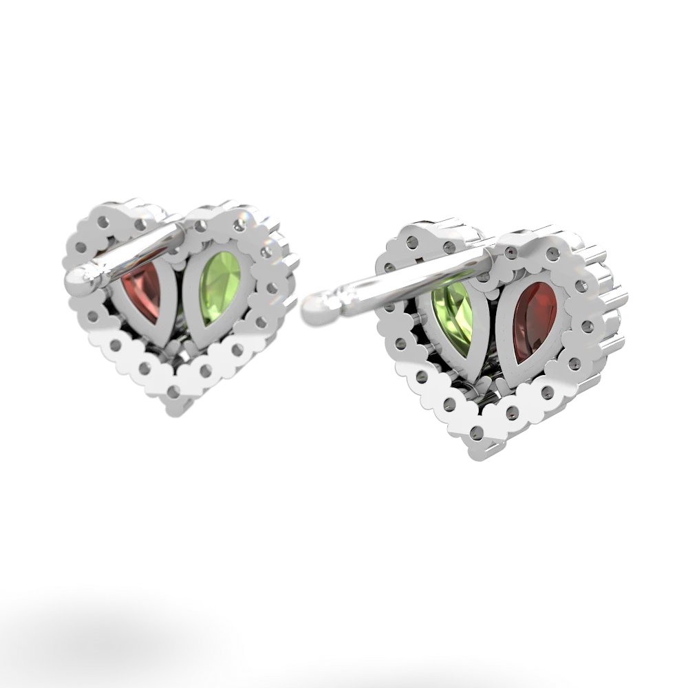 Garnet Halo 14K White Gold earrings E7008