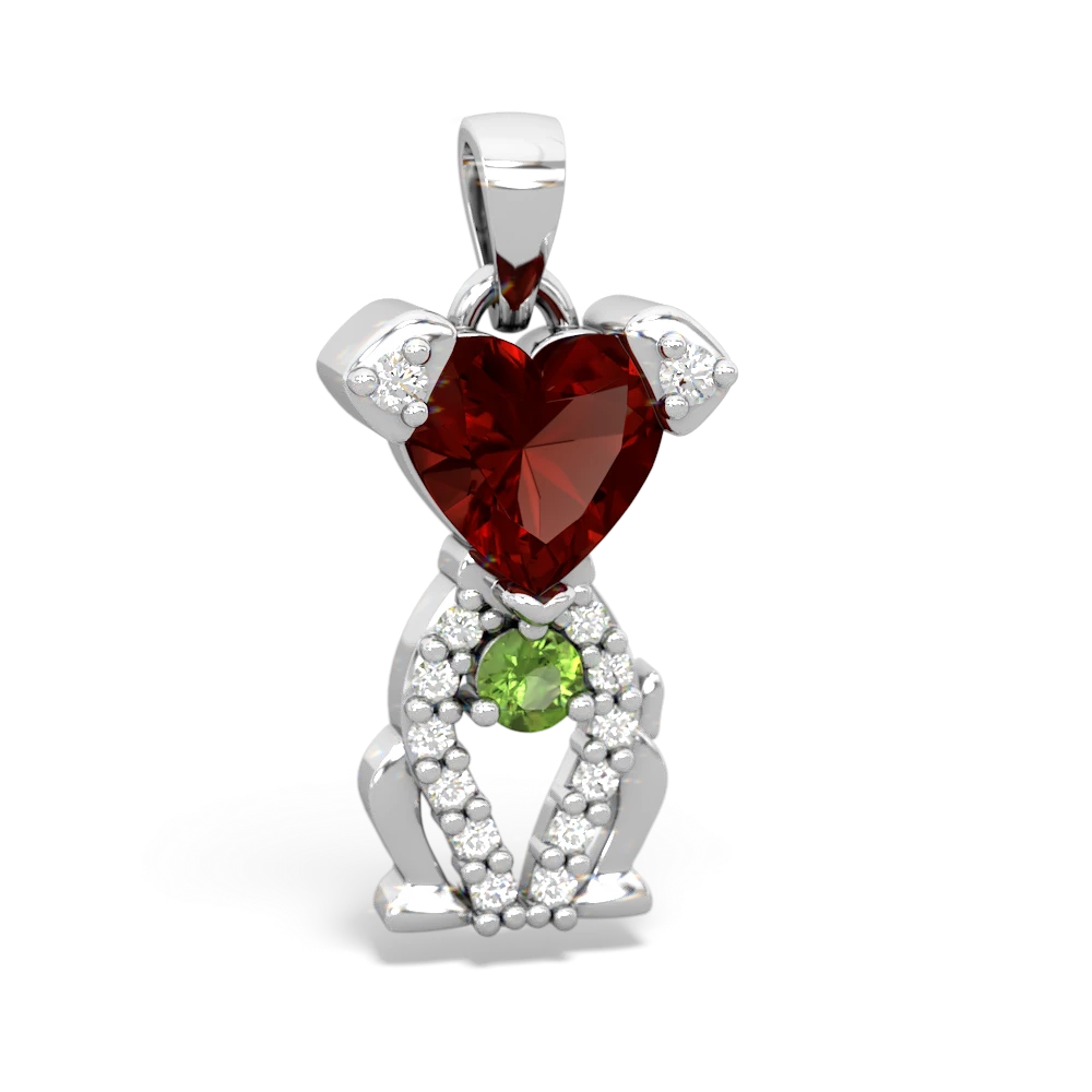 Garnet Puppy Love 14K White Gold pendant P5800