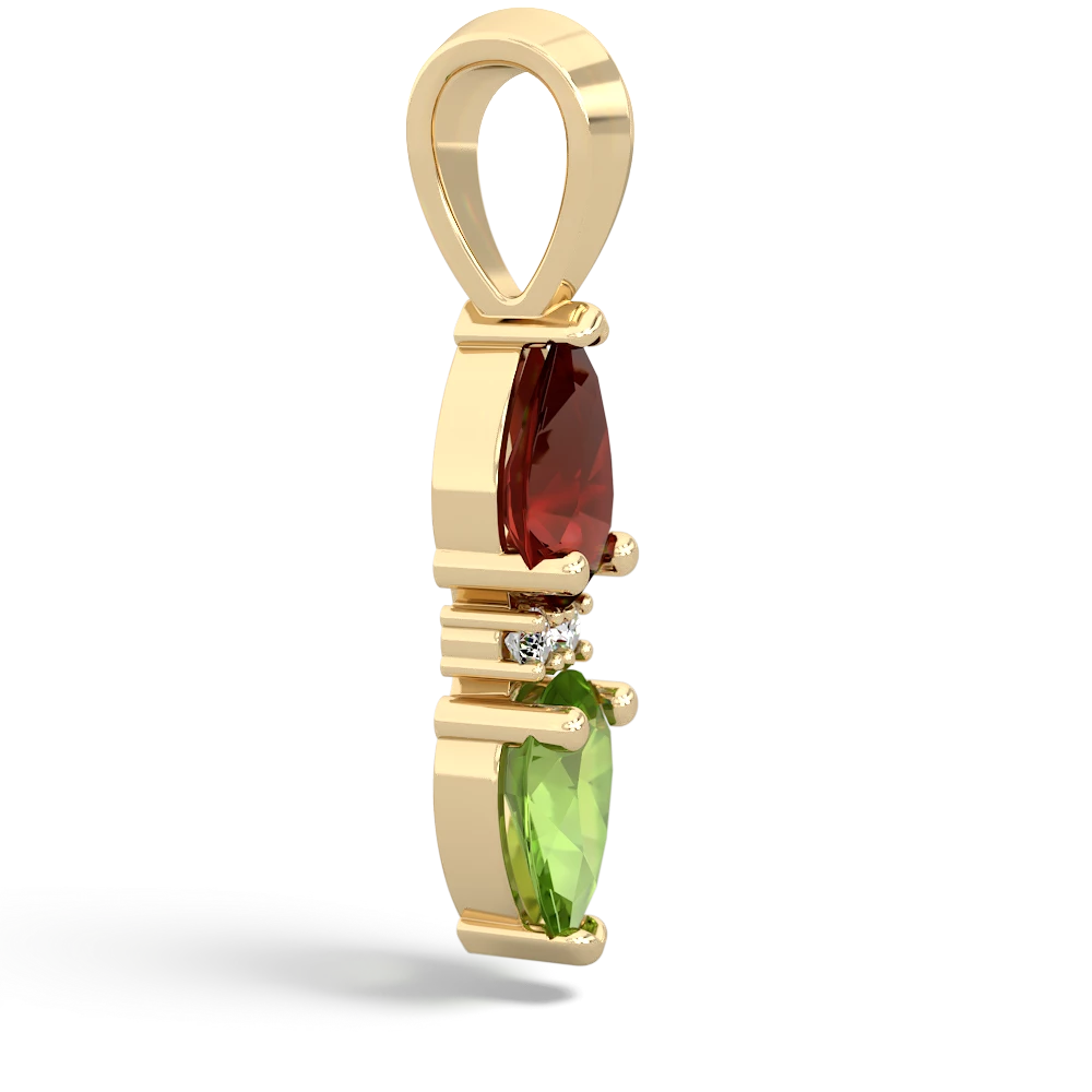 Garnet Bowtie Drop 14K Yellow Gold pendant P0865