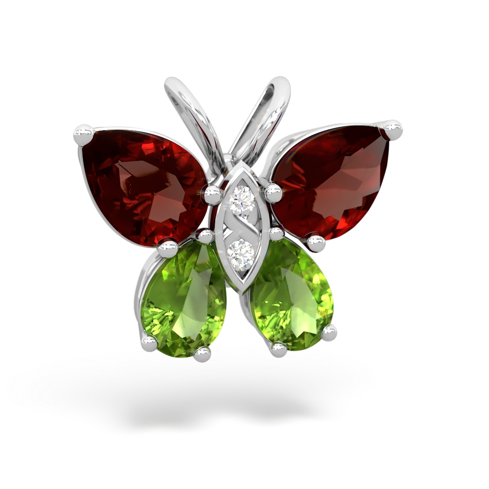 Garnet Butterfly 14K White Gold pendant P2215