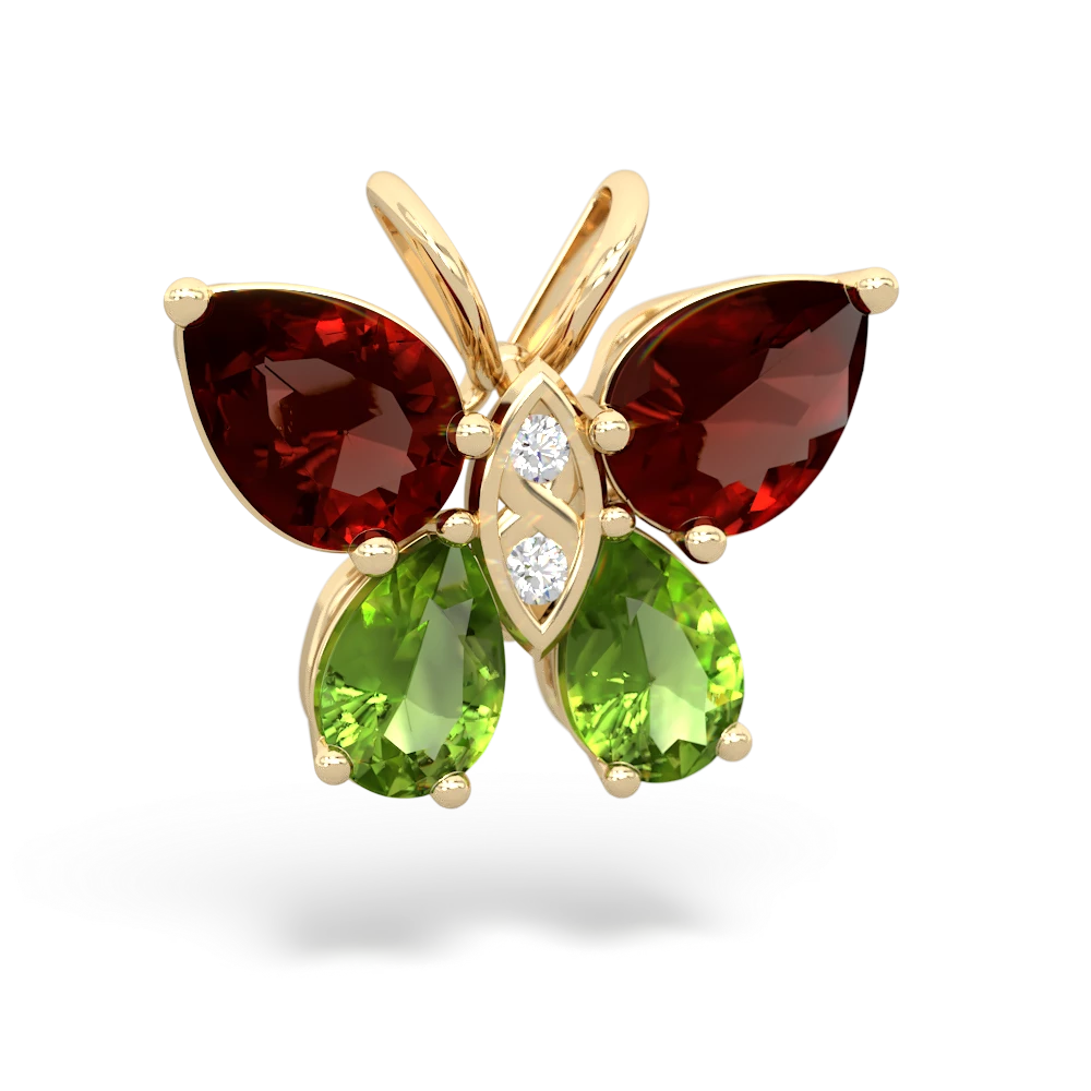 Garnet Butterfly 14K Yellow Gold pendant P2215