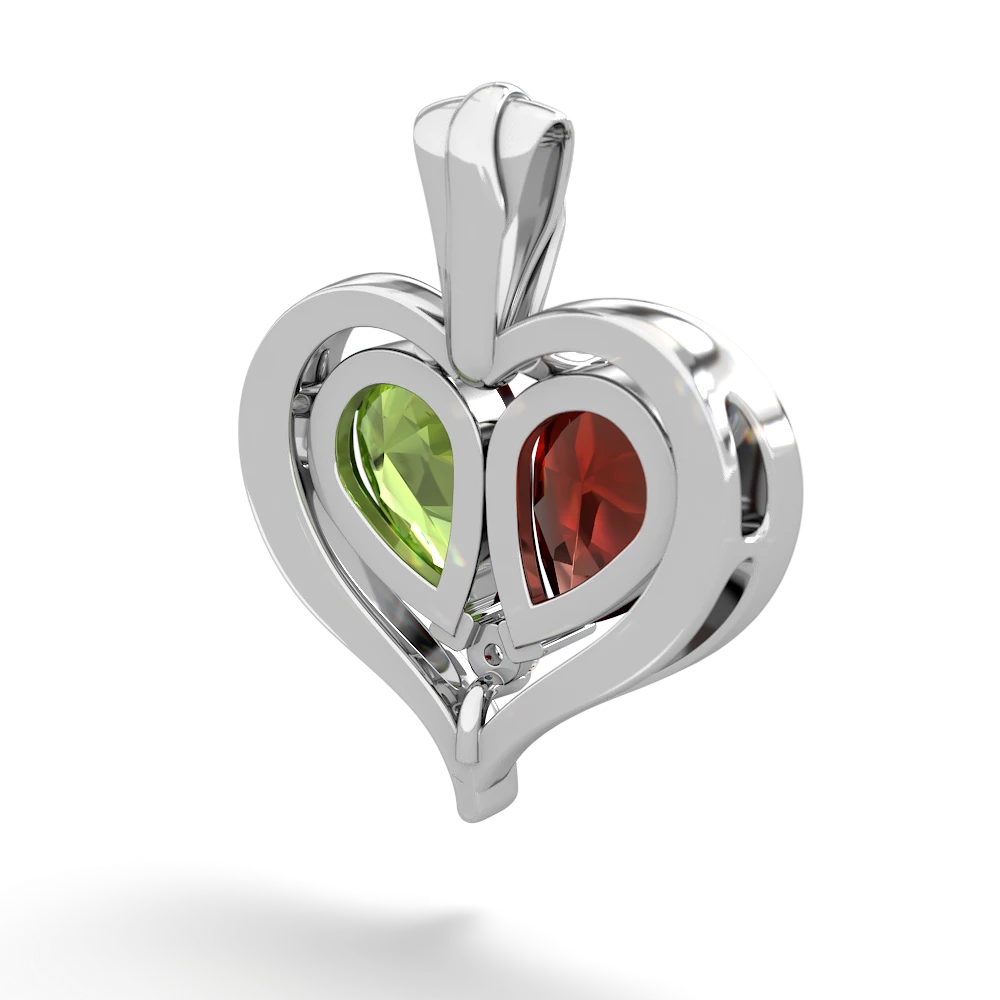 Garnet Two Become One 14K White Gold pendant P5330