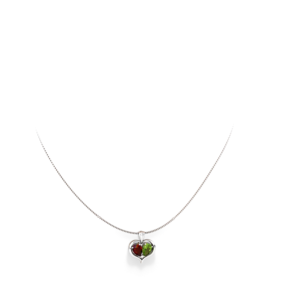 Garnet Two Become One 14K White Gold pendant P5330