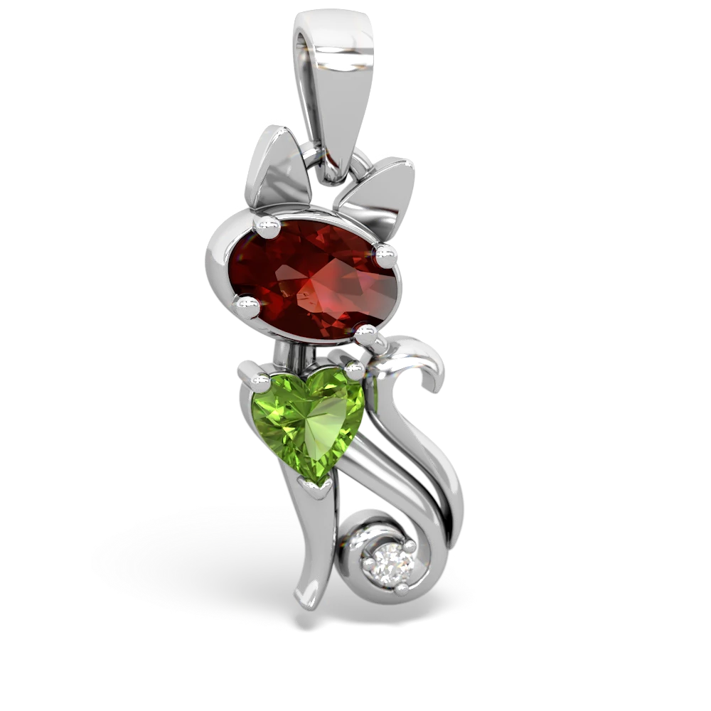 Garnet Kitten 14K White Gold pendant P5780