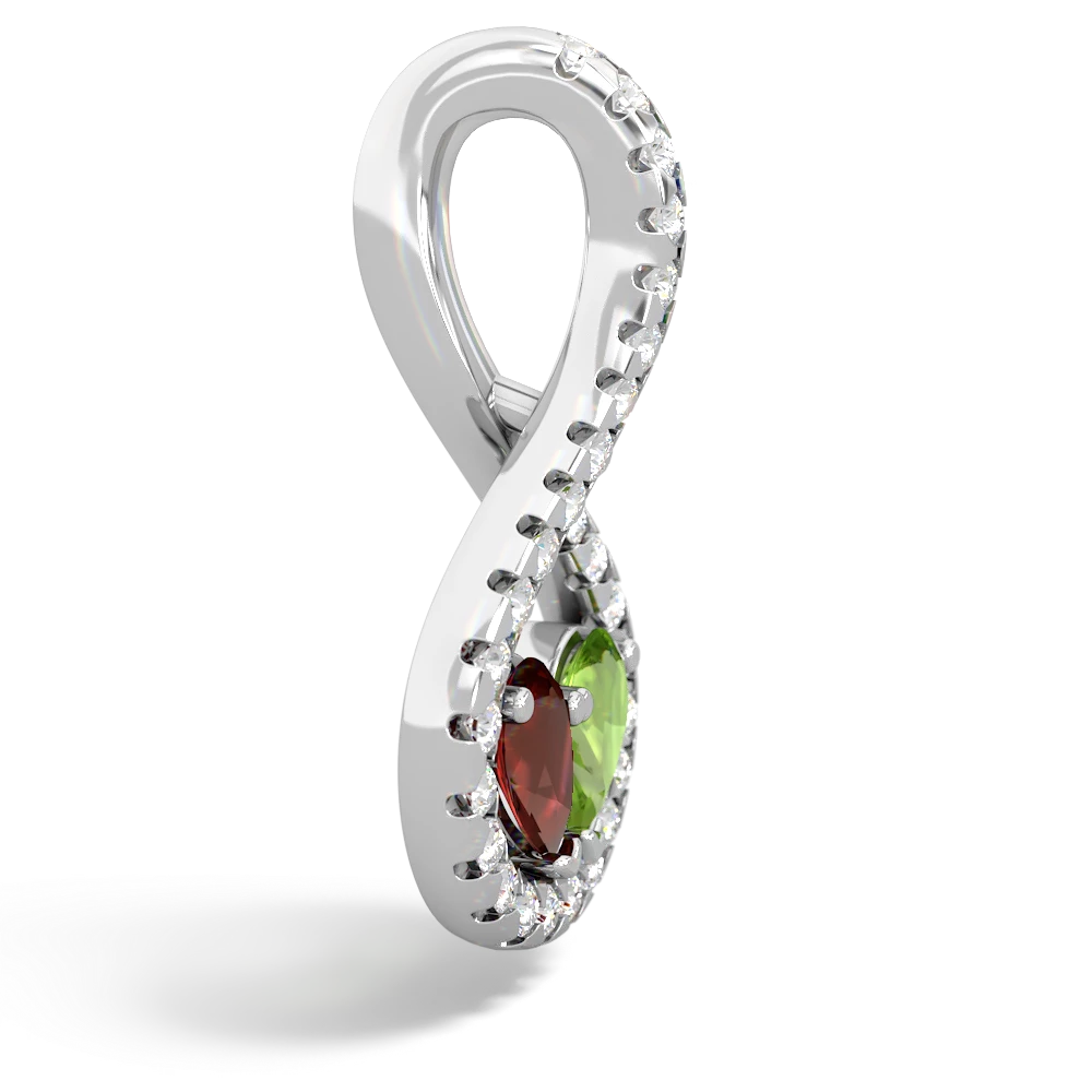 Garnet Pave Twist 'One Heart' 14K White Gold pendant P5360